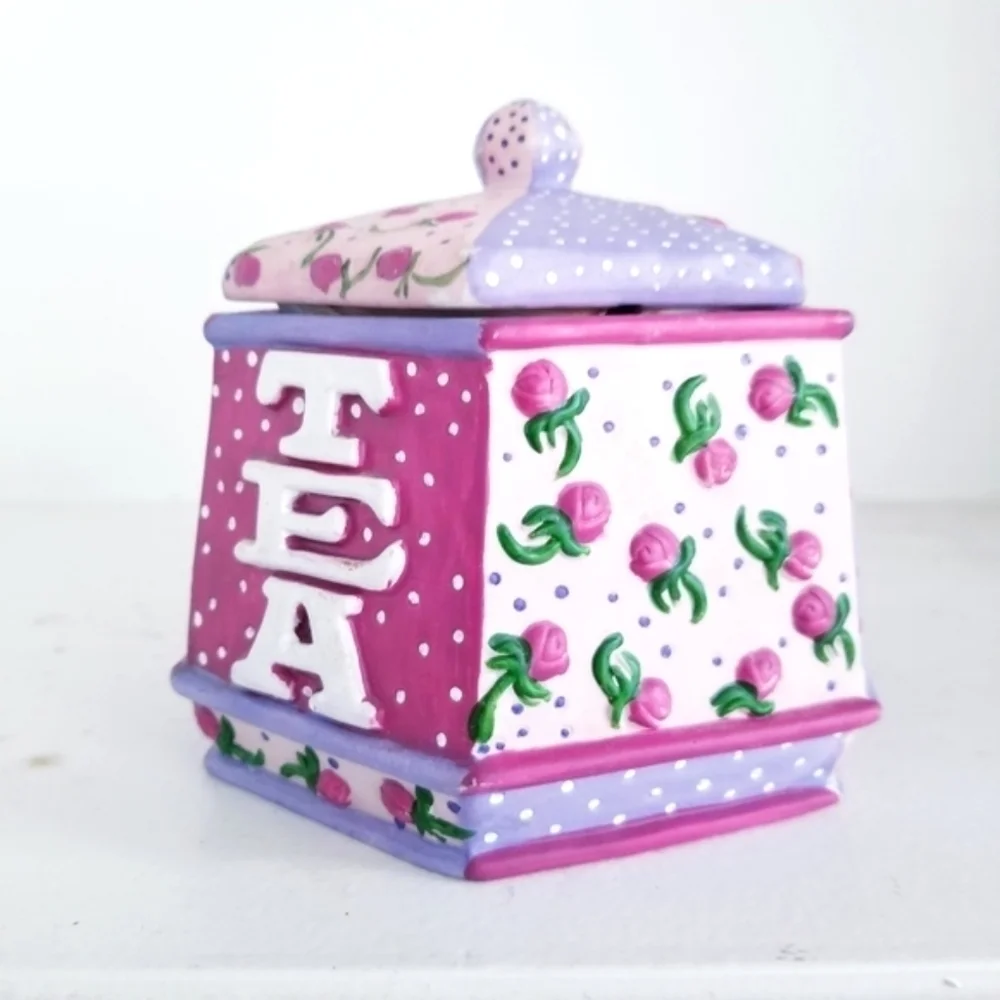 Ceramic Tea Canister Vintage Sweet Shabby Chic LoveShack Fancy Floral Coquette